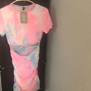 Rainbow dress with naval cut out